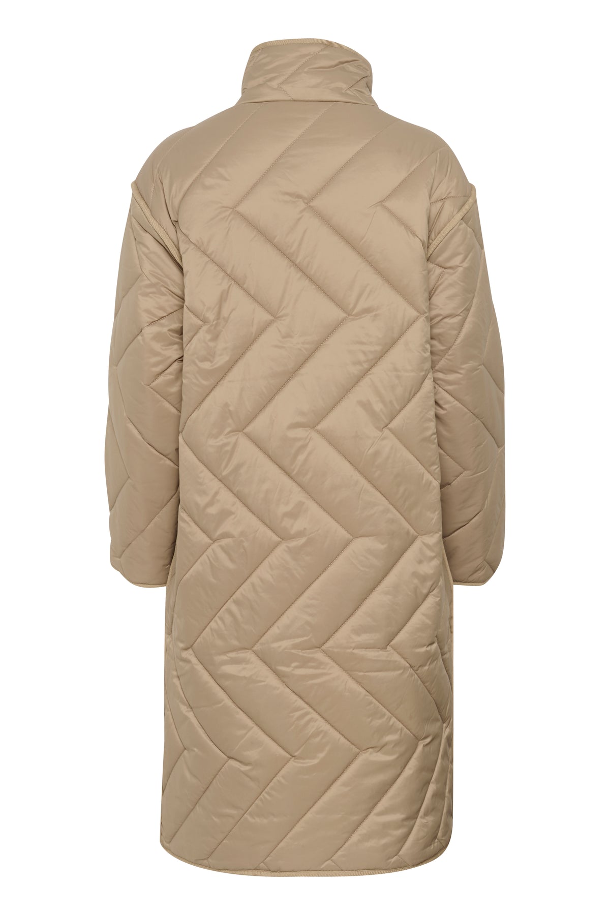Saint Tropez Lucinda Oak Beige Longline Quilted Coat