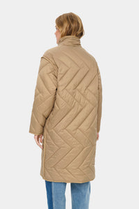 Saint Tropez Lucinda Oak Beige Longline Quilted Coat