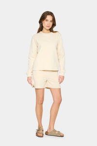 Saint Tropez Lyona Cream Embossed 'SMILE' Logo Fleece Lined Sweatshirt
