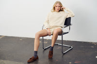 Saint Tropez Lyona Cream Embossed 'SMILE' Logo Fleece Lined Sweatshirt