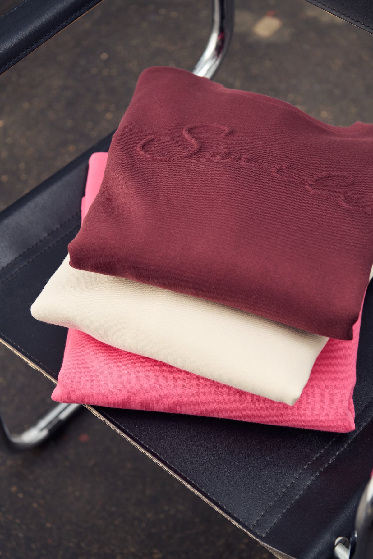 Saint Tropez Lyona Burgundy Embossed 'SMILE' Logo Fleece Lined Sweatshirt