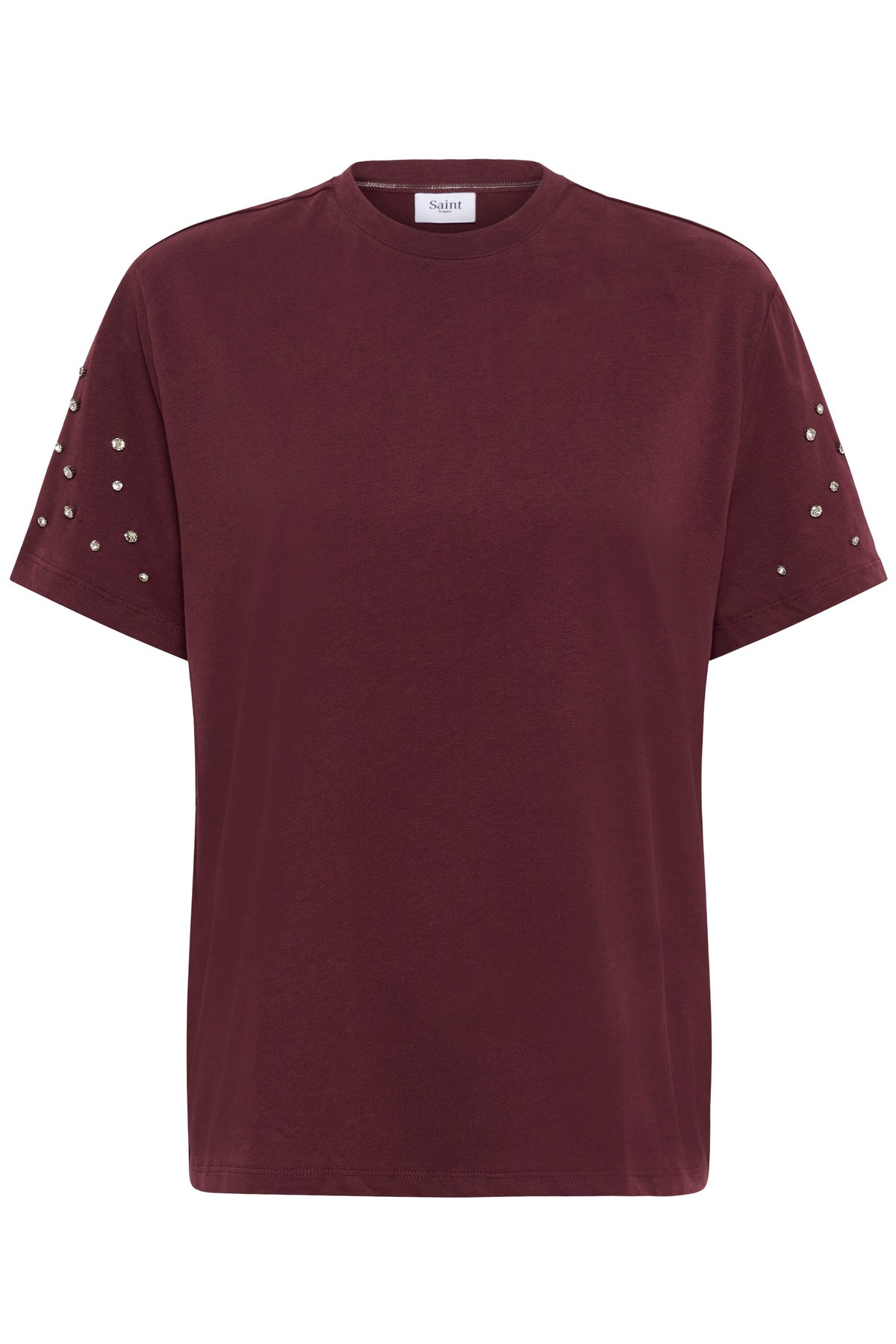 Saint Tropez Lyciana Burgundy Oversized Embellished T-Shirt