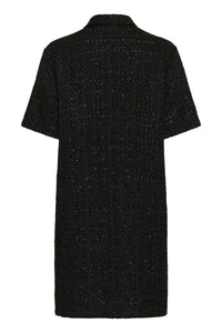 Saint Tropez Nigella Black Tweed Embellished Button A-Line Dress
