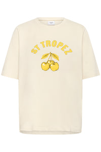 Saint Tropez Octavia Creme 'StTropez' Logo T-Shirt, 30514706