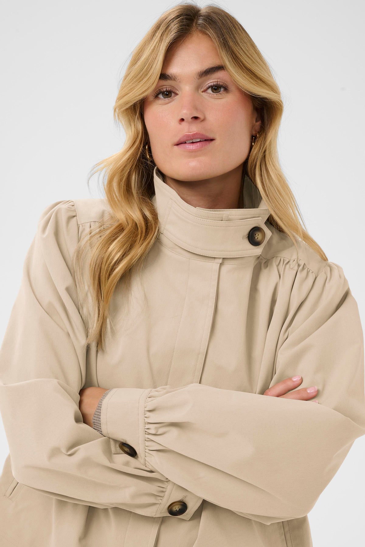 Saint Tropez Olina Oxford Tan Cropped Trench Jacket, 30514744