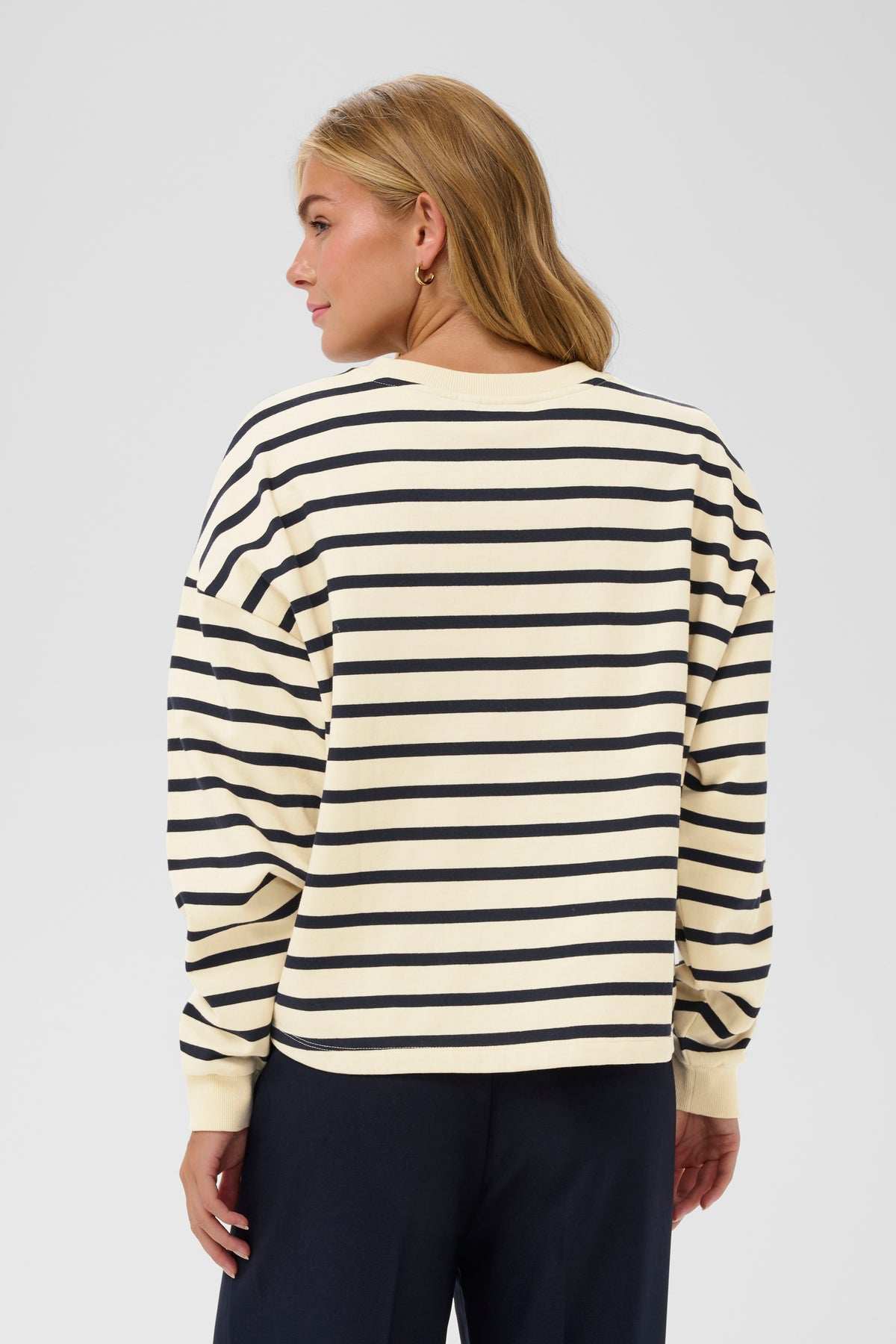 Saint Tropez Osiria Navy Striped Fleece Lined Sweatshirt, 30514808
