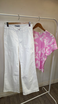 Toxik Highwaisted White Wide Leg Culotte Jeans