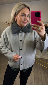 Coster Copenhagen Dove Grey Jacket with Detachable Faux Fur Collar