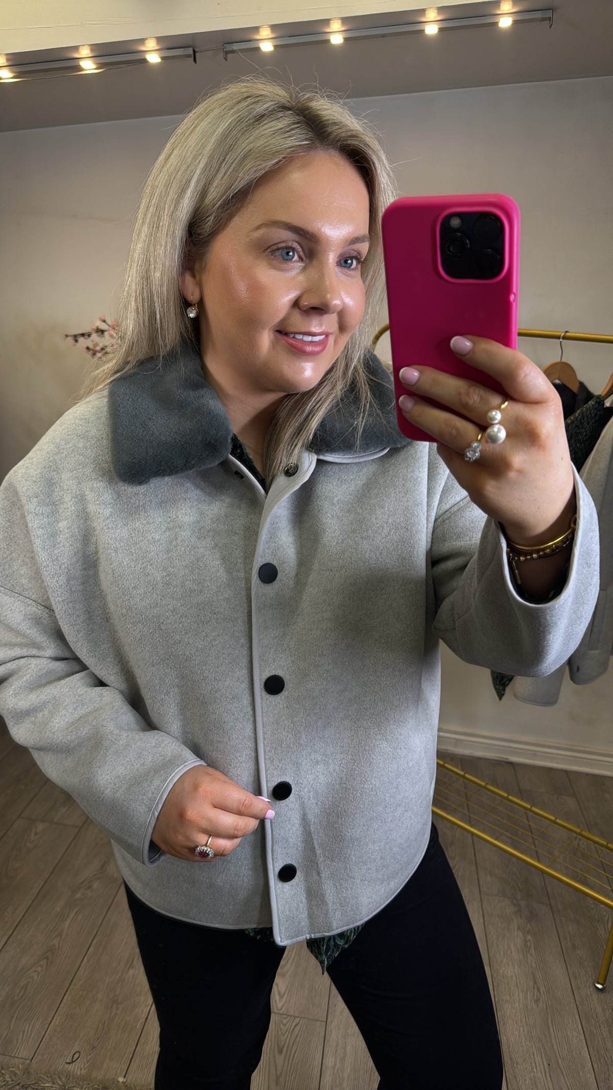 Coster Copenhagen Dove Grey Jacket with Detachable Faux Fur Collar