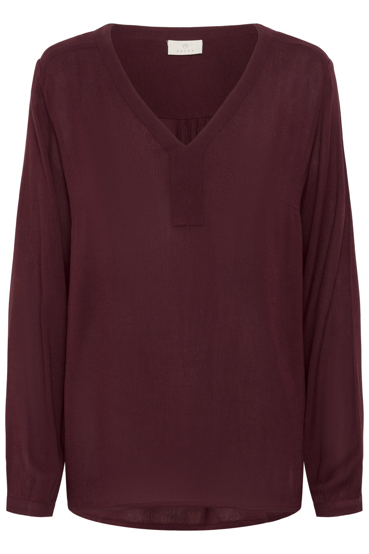 Kaffe Amber Windsor Wine V-Neck Long Sleeve Blouse