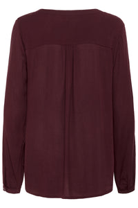 Kaffe Amber Windsor Wine V-Neck Long Sleeve Blouse