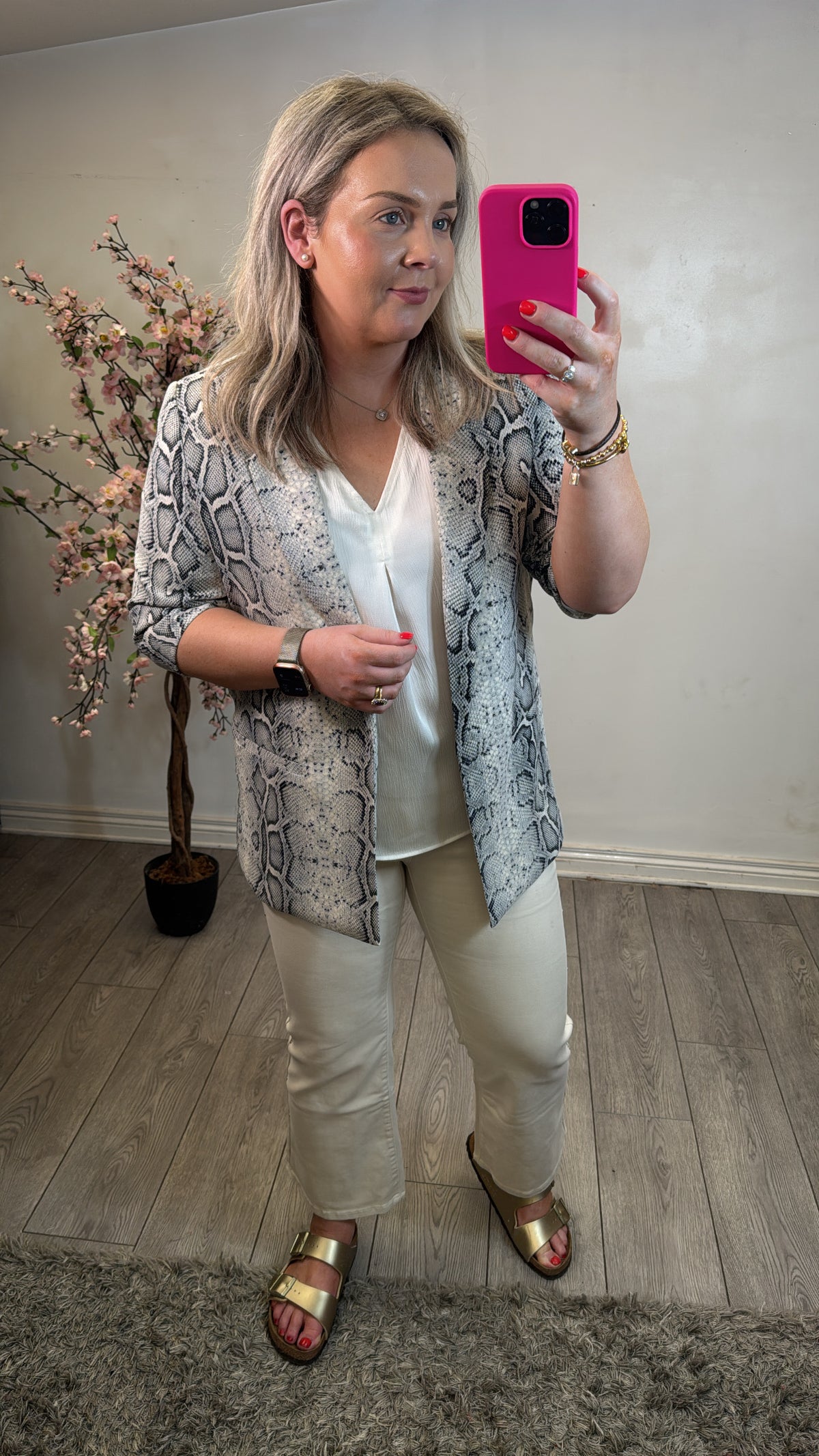 Toxik Highwaisted Wide Leg Culotte Cream Beige Stud Cropped Jeans