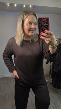 BACK IN STOCK - InWear Gincent Chocolate Brown Modal Supersoft Dipped Hem Sweatshirt