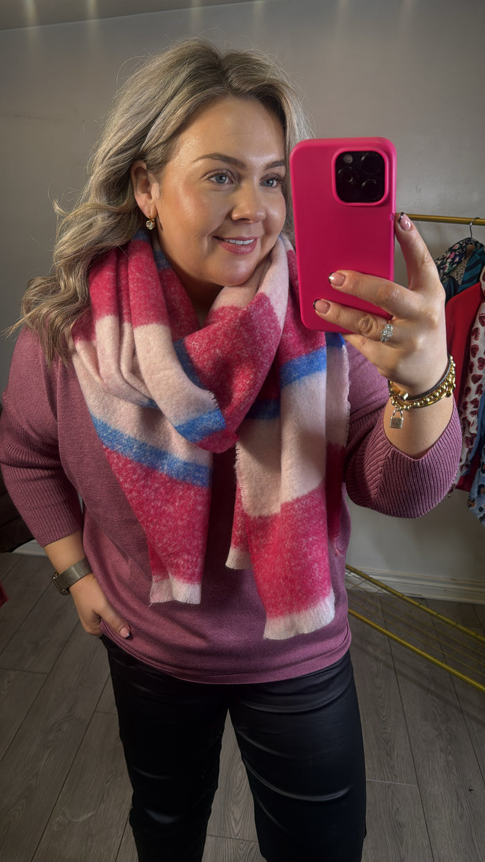 Saint Tropez Mila Dusky Pink Melange Round Neck Knit