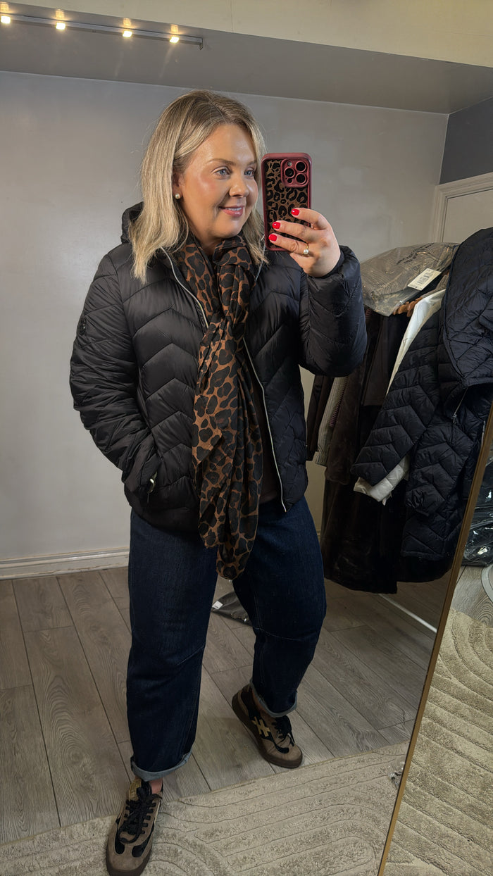Fransa FrBaPadding Black Puffa Coat with Hood, 20609336