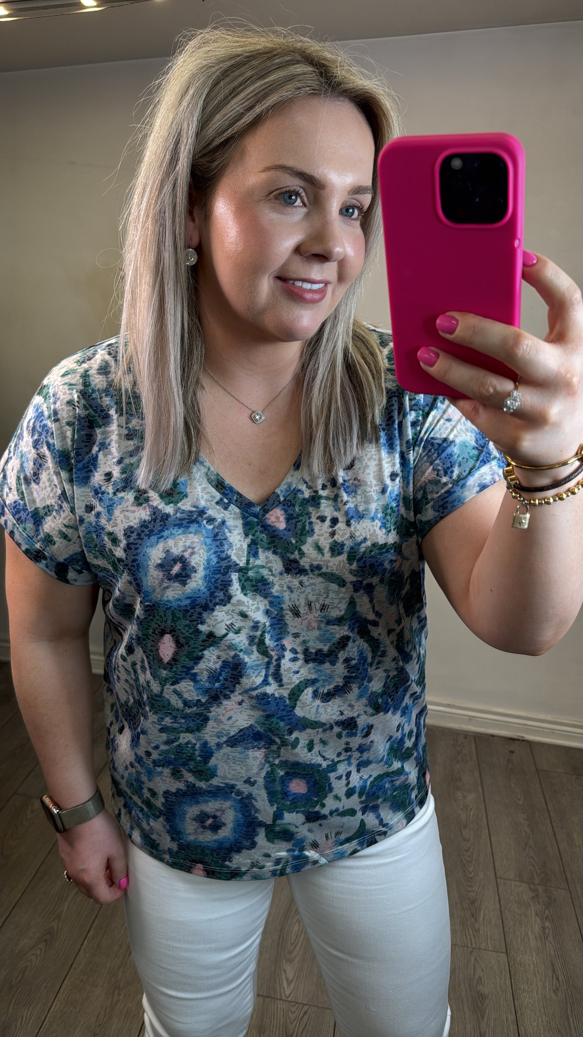 Garcia Blue Wave Printed Ultimate V-Neck T-Shirt