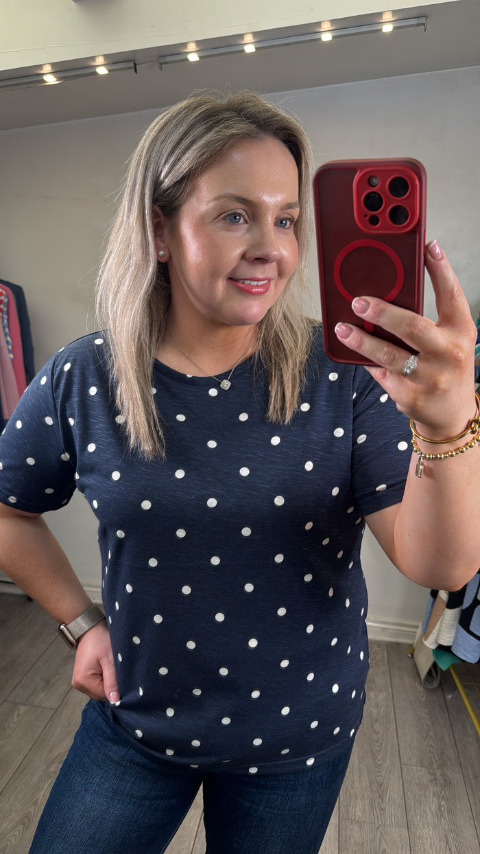 Fransa Hazel Navy Blazer Polka Dot T-Shirt, 20613783