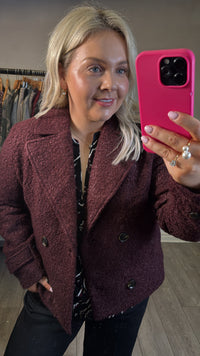 KAFFE KaAnne Fudge Burgundy Boucle Coat, 10509486