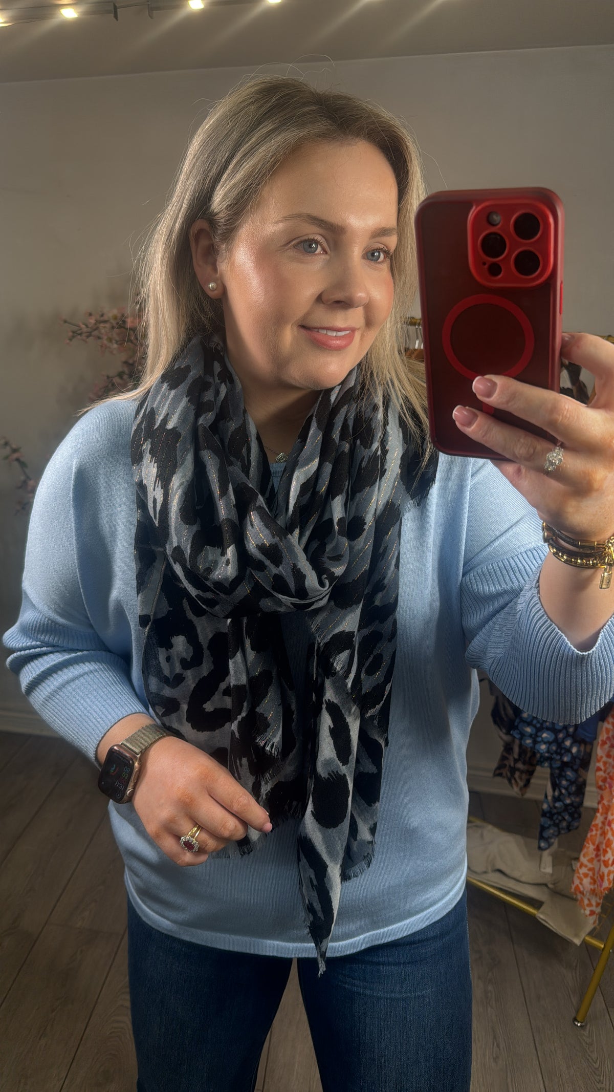 Saint Tropez Mila Chambray Blue Round Neck Knit