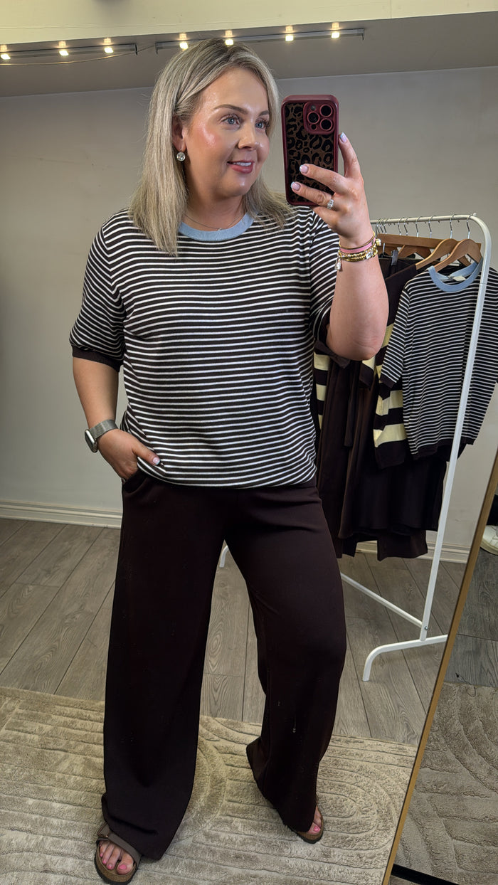 Kaffe KaPhoebe Coffee Bean Wide Leg Trousers, 10511095