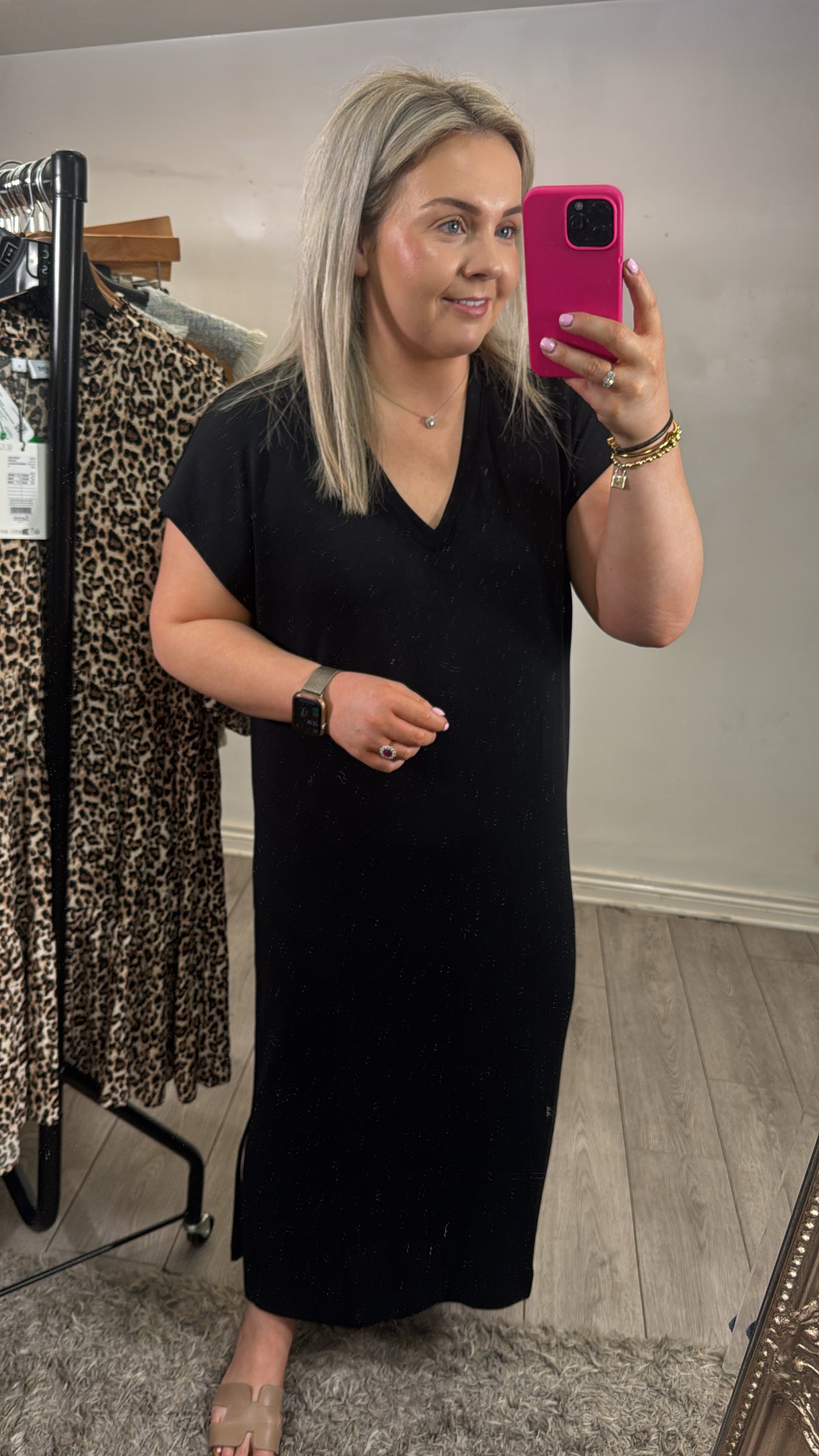 Garcia Black Modal V-Neck Midi Dress