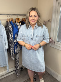 Garcia Washed Denim V-Neck Relaxed Dit Dress