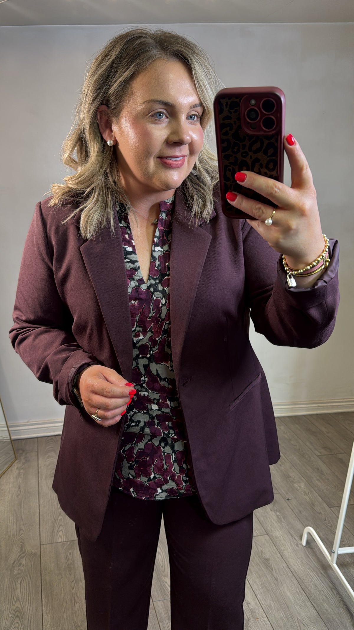 Kaffe Kasakura Fudge Burgundy Single Breasted Blazer, 10506684