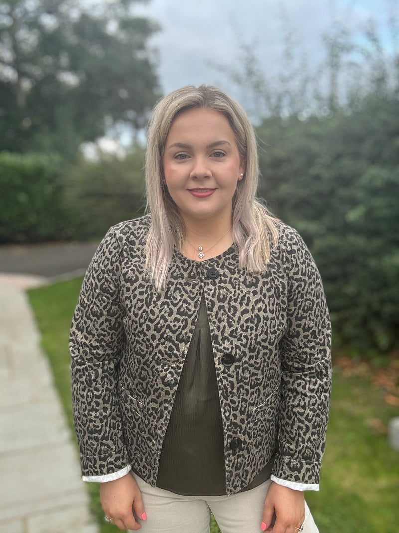 InWear Neoma Khaki Leopard Soft Denim Jacket