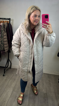 InWear Karmel Ultimate Quilted Haze Cream Longline Coat, 30110660