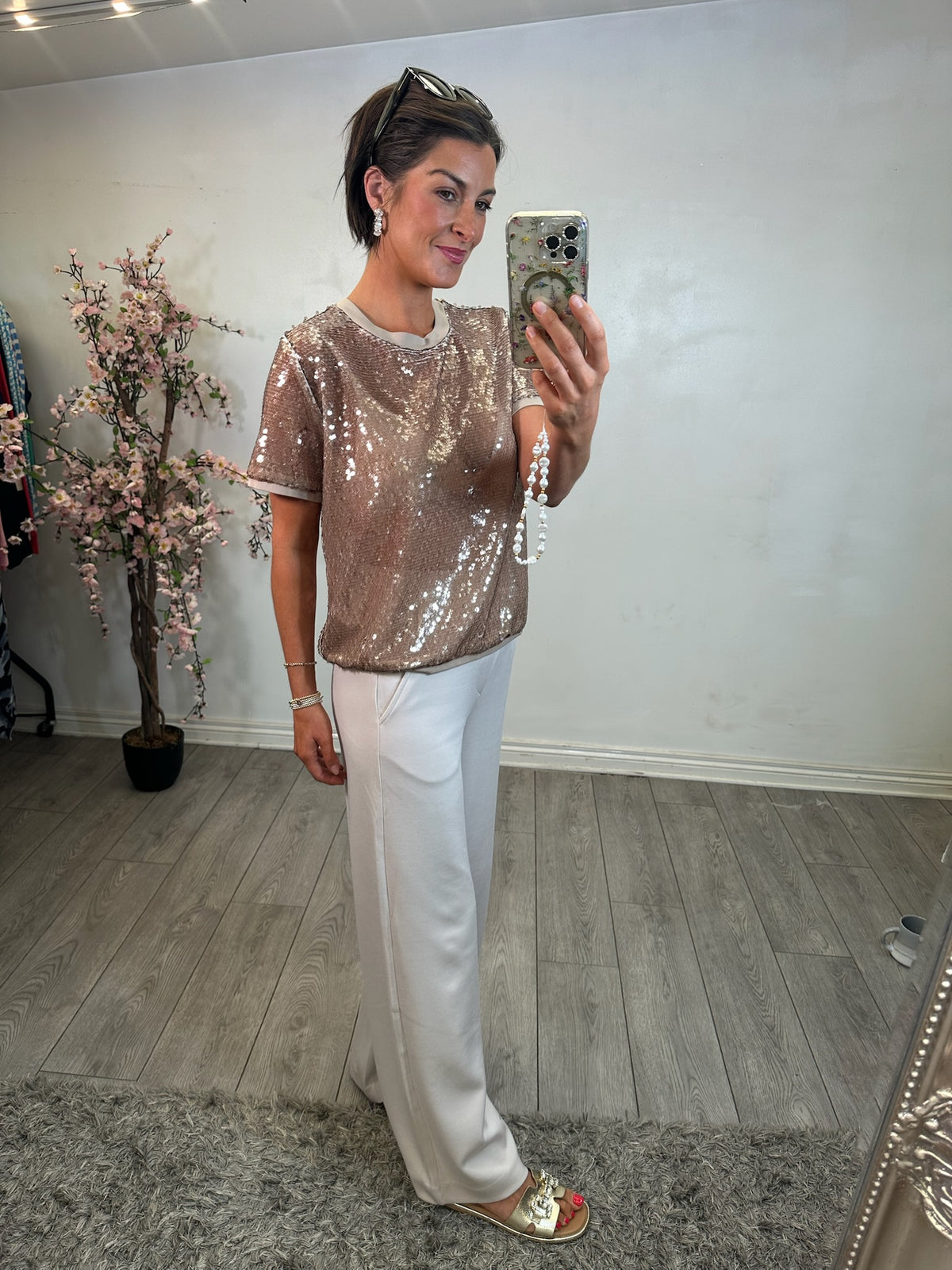 Access Fashion Rose Gold Sequin Top