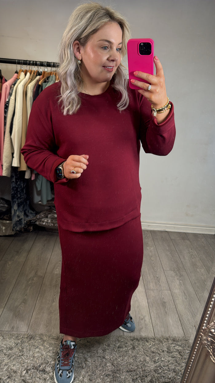 InWear Aida Cabernet Modal Ankle Length Tube Skirt