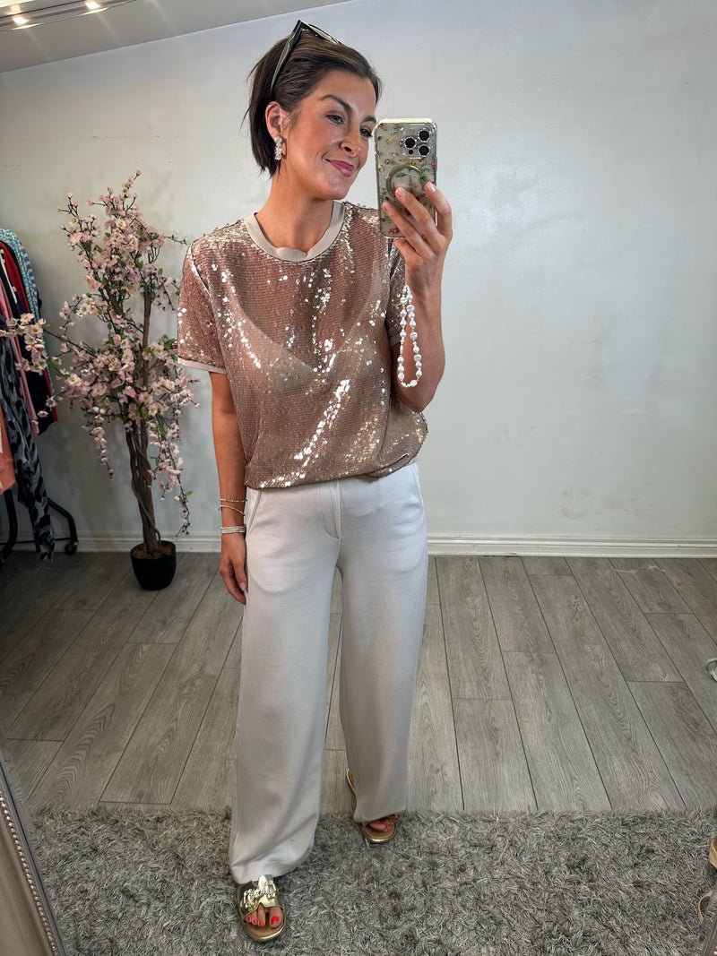 Access Fashion Rose Gold Sequin Top