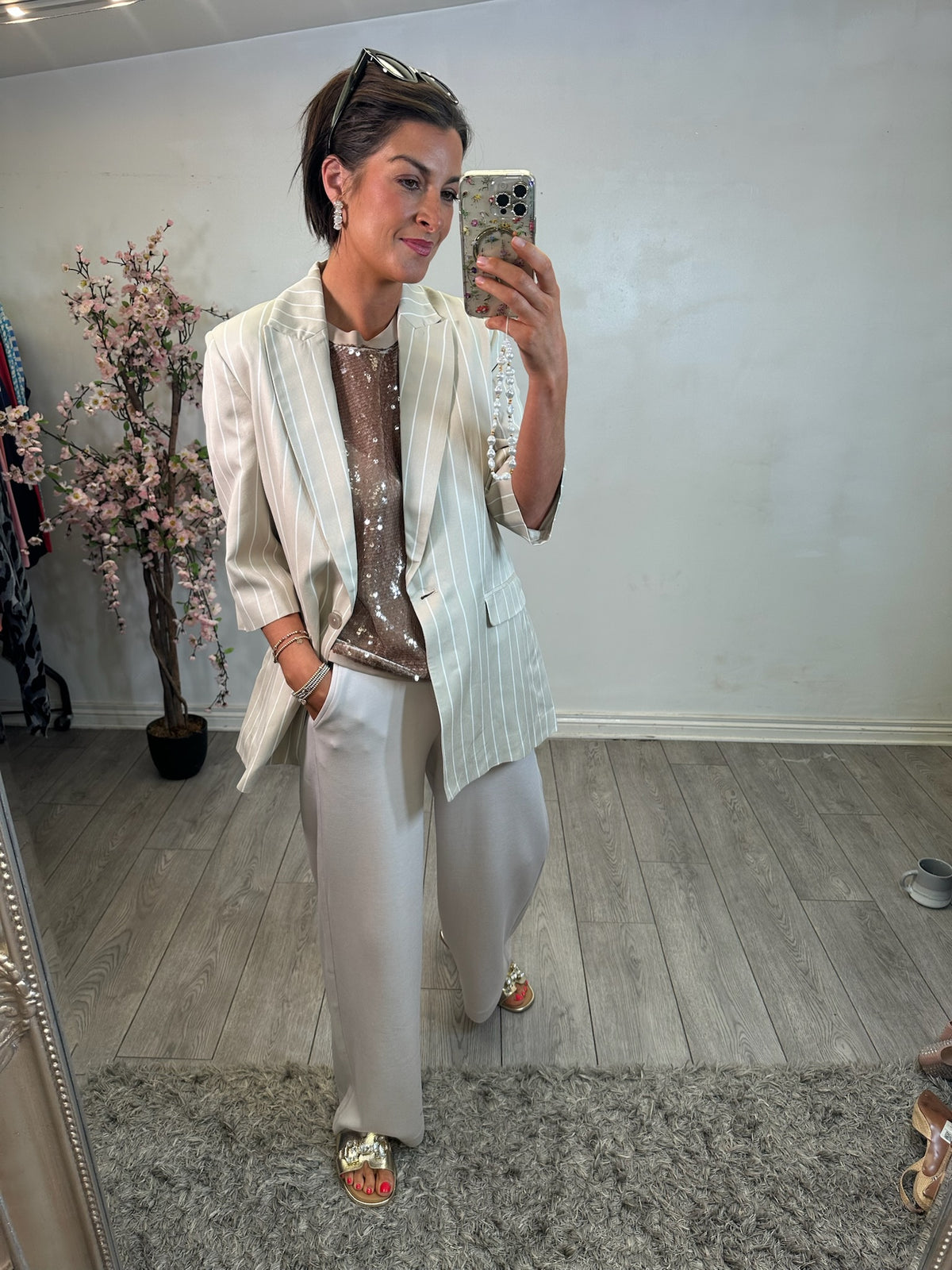 Access Fashion Rose Gold Sequin Top