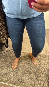 BACK IN STOCK - Toxik Highwaisted Boyfriend Dark Denim Jeans