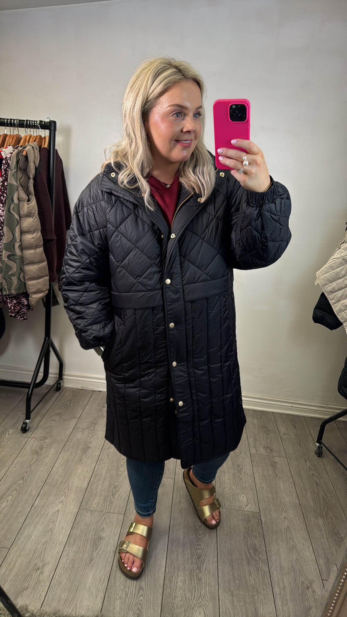 InWear Karmel Ultimate Quilted Black Longline Coat, 30110660