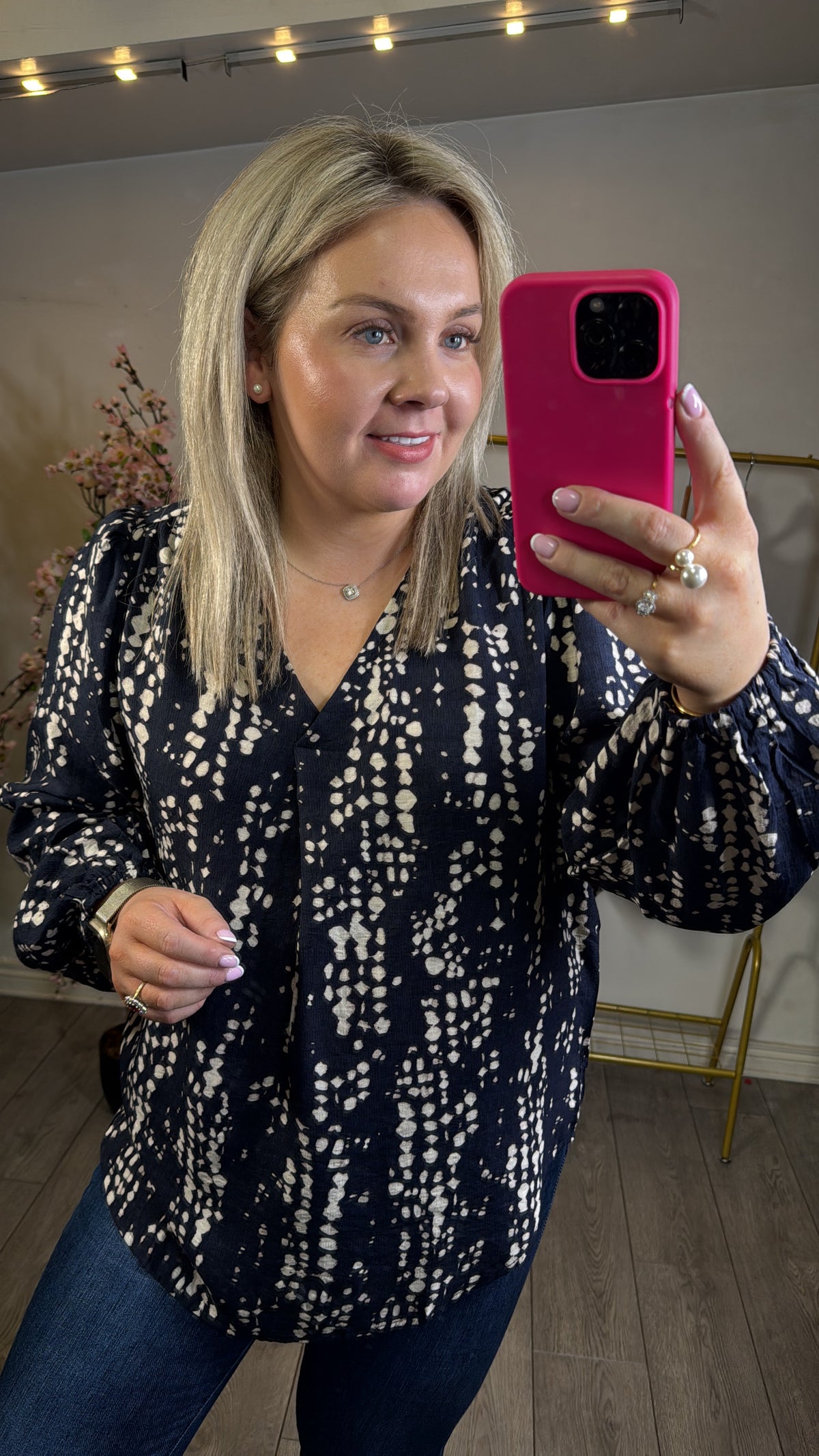 Fransa FrAriana Night Sky Abstract Spot V-Neck Blouse