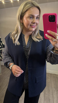 Fransa Frita Night Sky Knitted Sleeveless Cardigan, 20617150