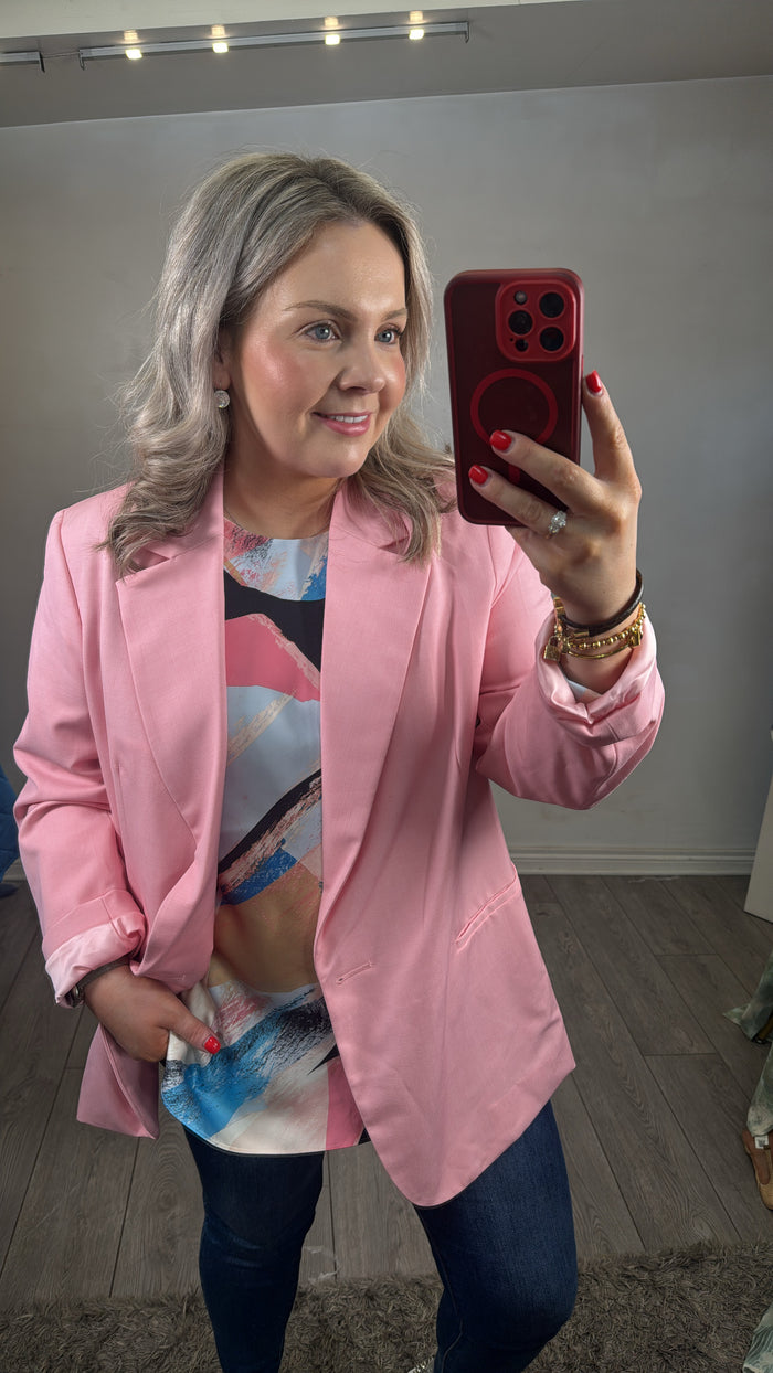 InWear Naxa Baby Pink Oversized Longline Blazer, 30110051