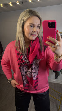 Saint Tropez Mila Coral Melange Round Neck Knit