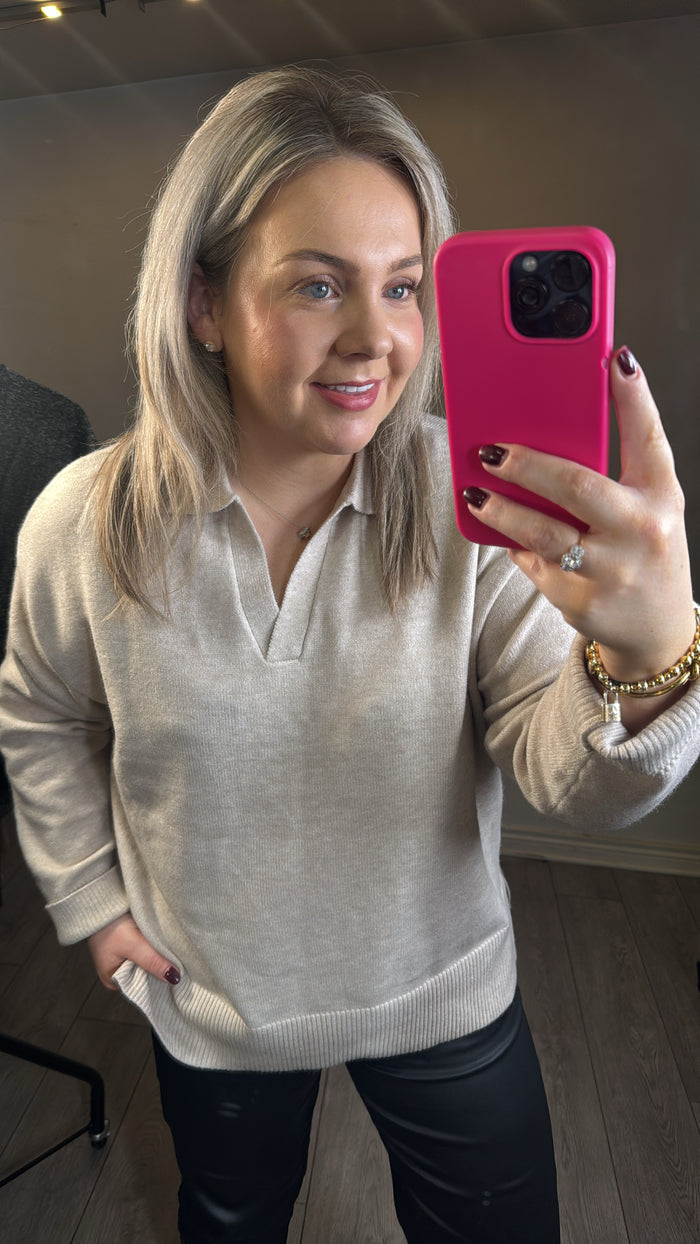 Fransa FrBitte Limestone Melange V-Neck Collar Knit