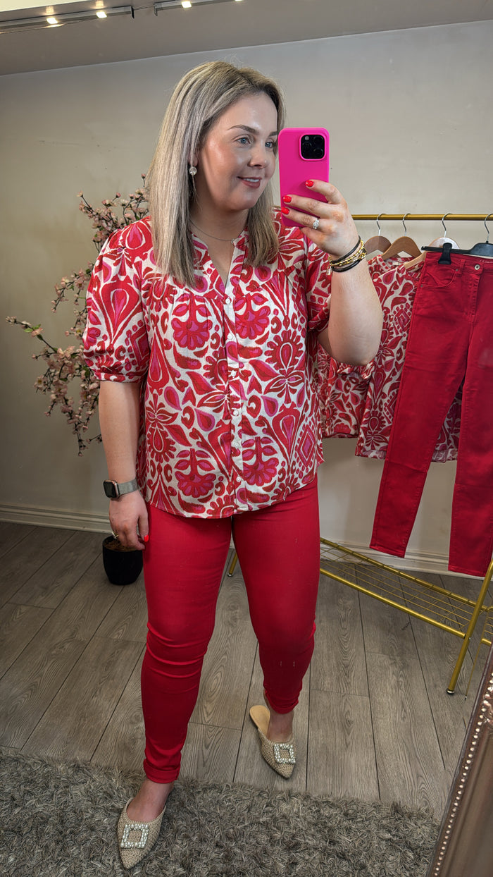 Toxik ORIGINAL Highwaisted Red Bum Lift Skinny Jeans