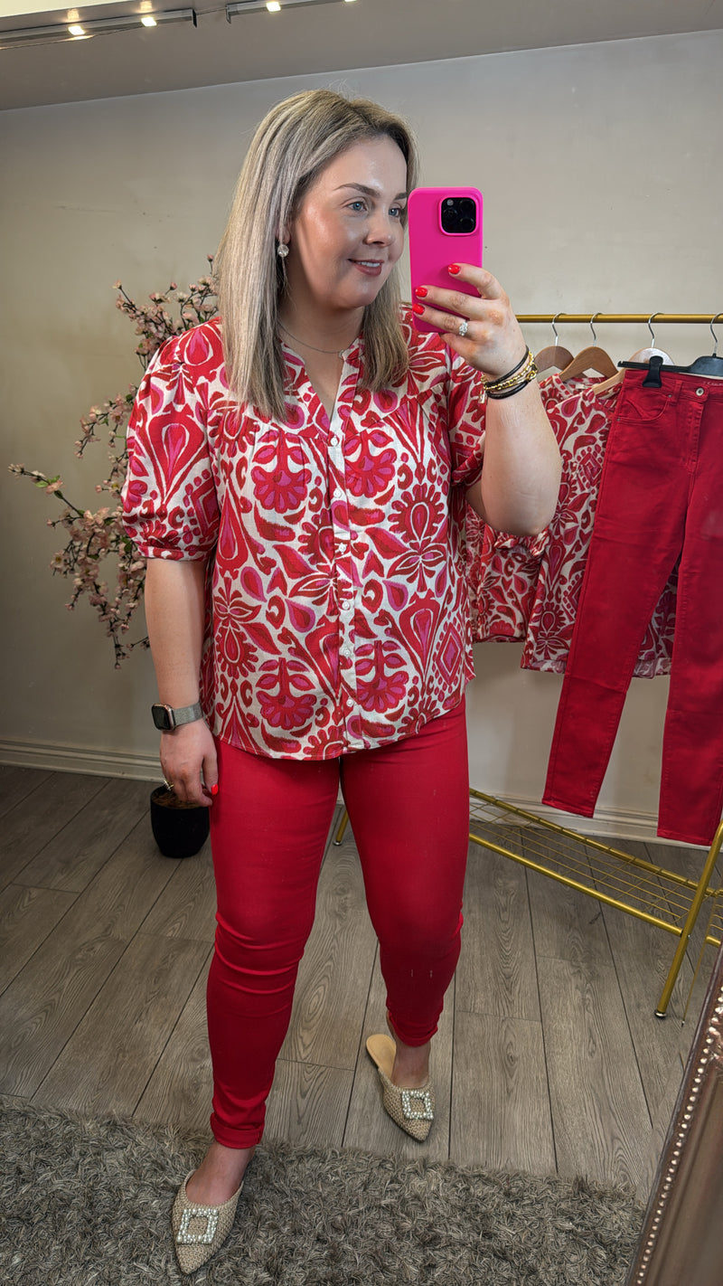 Toxik ORIGINAL Highwaisted Red Bum Lift Skinny Jeans