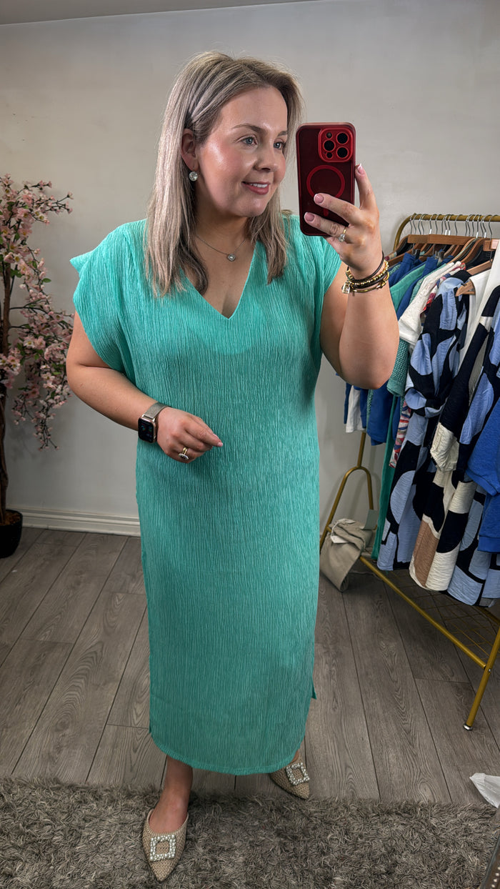 Garcia Clear Ocean Textured Crinkle Midi Dress