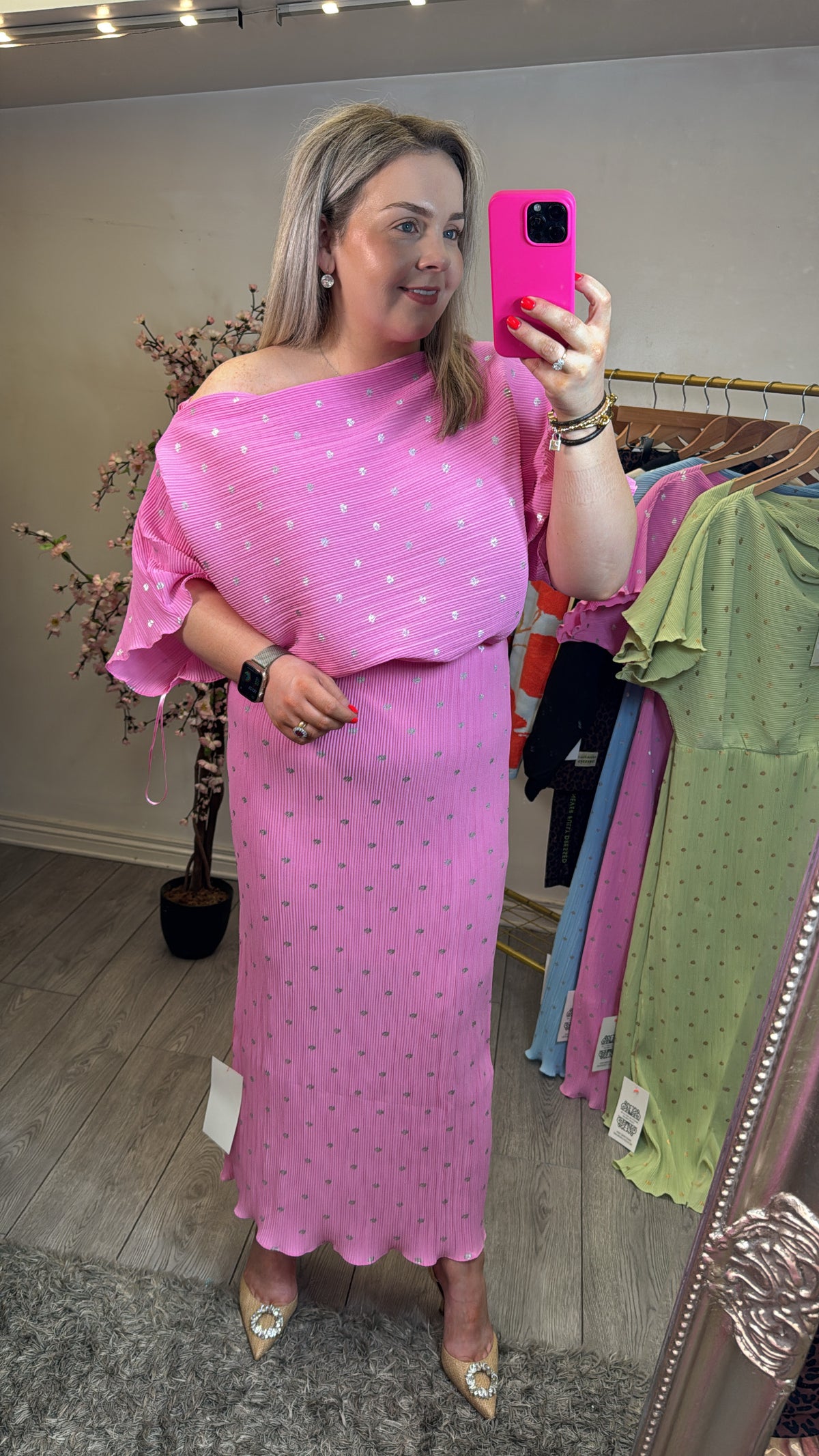 Never Fully Dressed Petal Pink Tilly Off the Shoulder Dress