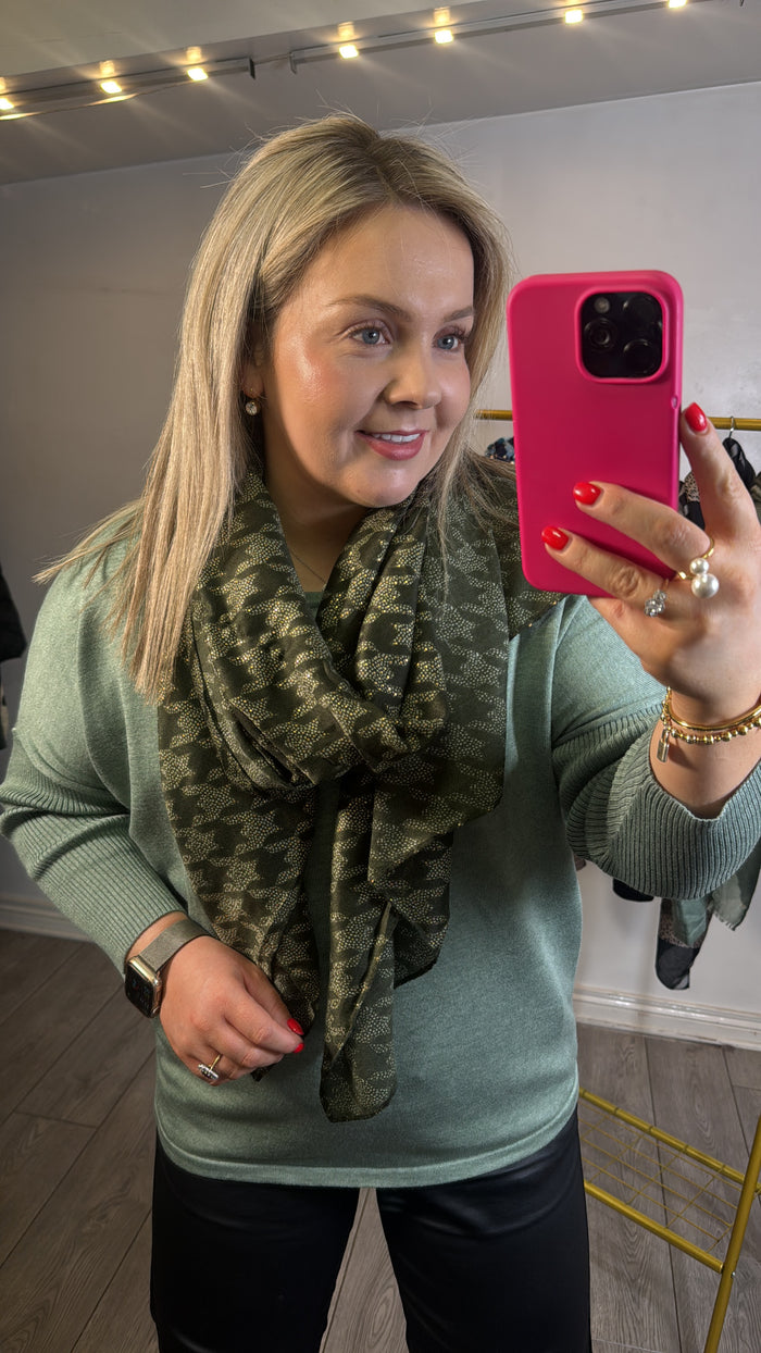 Saint Tropez Mila Green Bay Melange Round Neck Knit