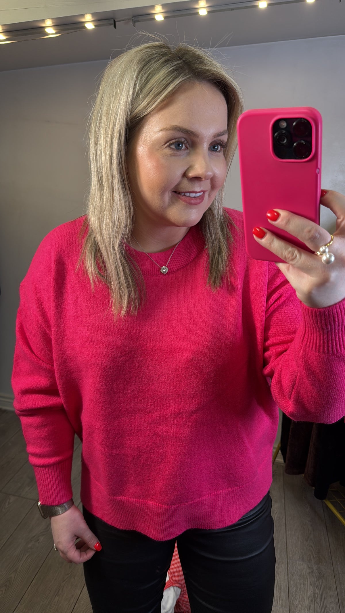 Coster Copenhagen Hot Pink Round Neck Knit