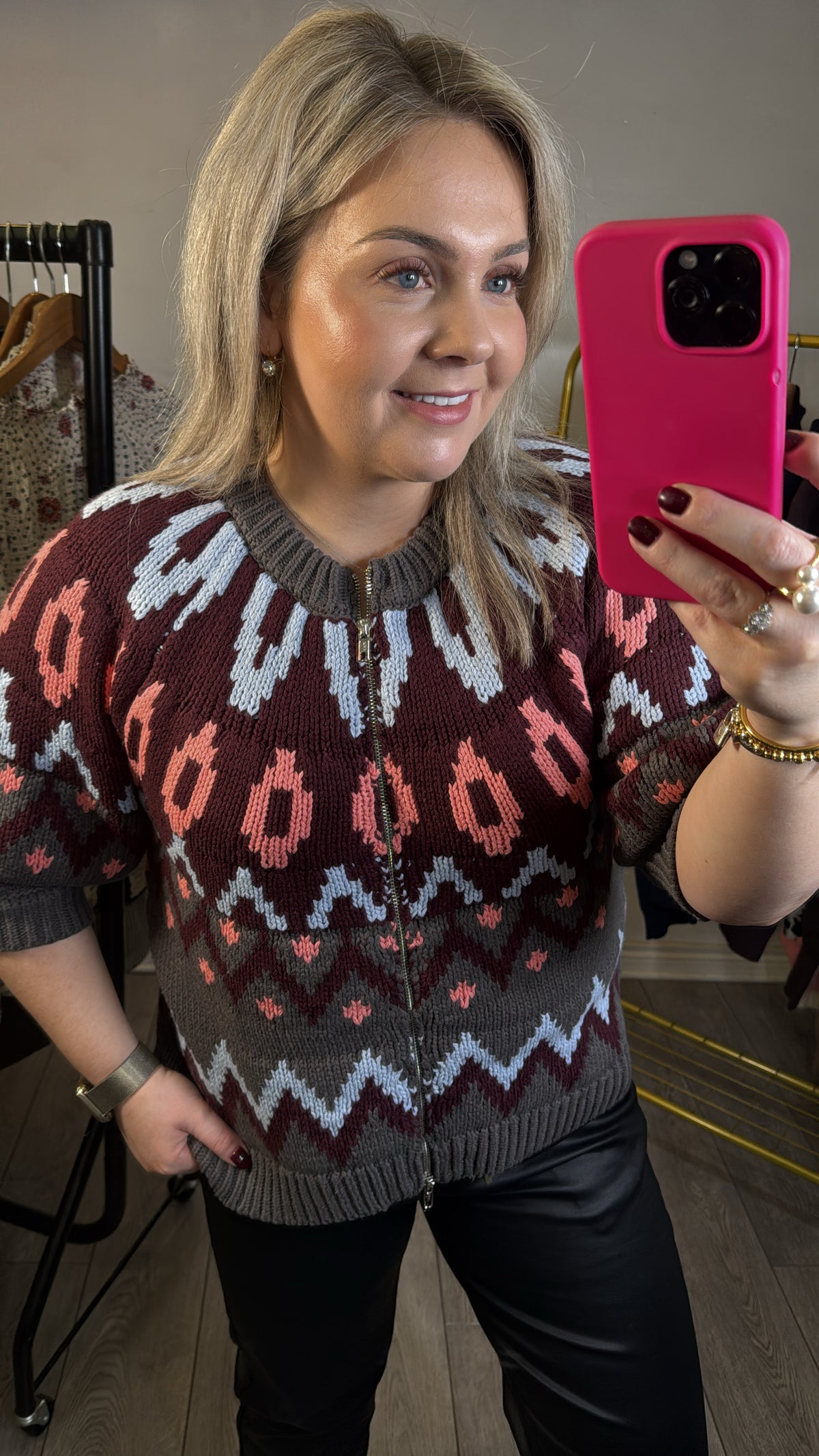 Coster Copenhagen Burgundy Knitted Zipped Cardigan Jacket