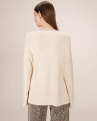 Grace & Mila Saints Oatmeal Beige 'OUI' Burgundy Embroidered Knit