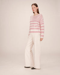 Grace & Mila Sand Cristal Rose Striped Heart Knit