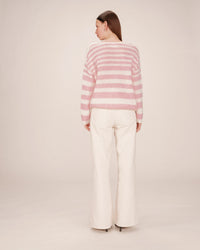 Grace & Mila Sand Cristal Rose Striped Heart Knit